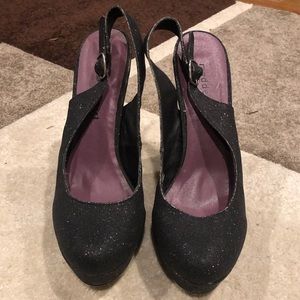 Madden Girl - Black glitter sling back heels